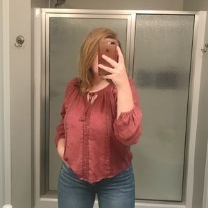 cute lightweight mid length long sleeve blouse